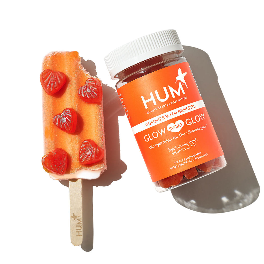 HUM Nutrition Glow Sweet Glow™ - Skin Hydration Vegan Gummies with Hyaluronic Acid & Vitamin C + E - 60 Vegan Gummies